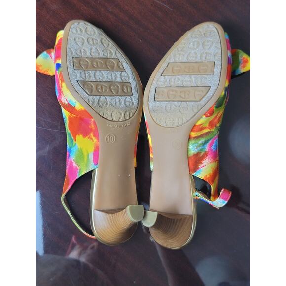 Etienne Aigner Multicolored Floral Sling-back Open Toe Heels Women's‎ Size 10 US - Picture 7 of 8